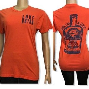 Y2K Luke Bryant concert Tee Shirt orange  Girl I’m a Little Drunk on You size S
